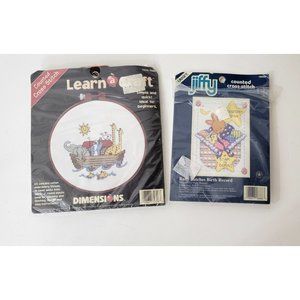 Counted Cross Stitch Kits Baby's Room Decor Noah's Ark and Bunny Birth Record